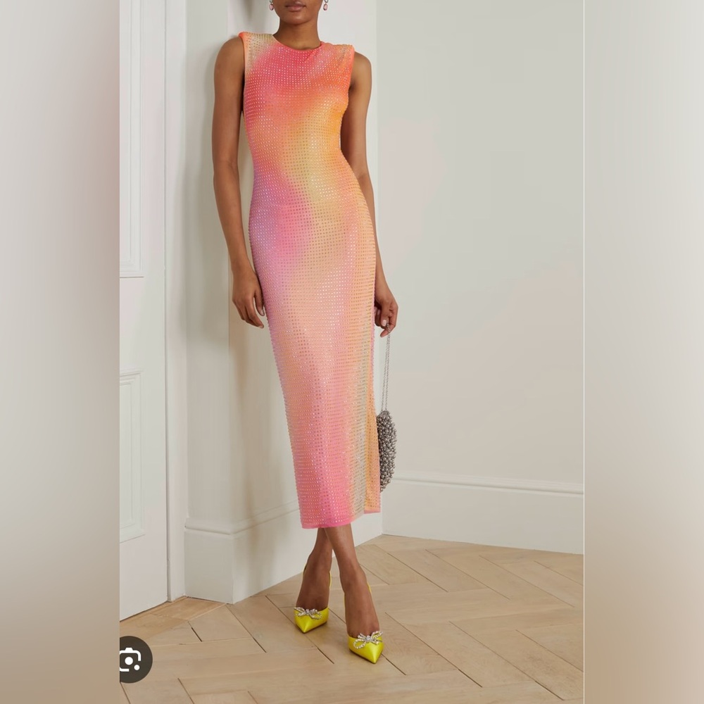 Self-Portrait Crystal-Embellished Maxi Dress